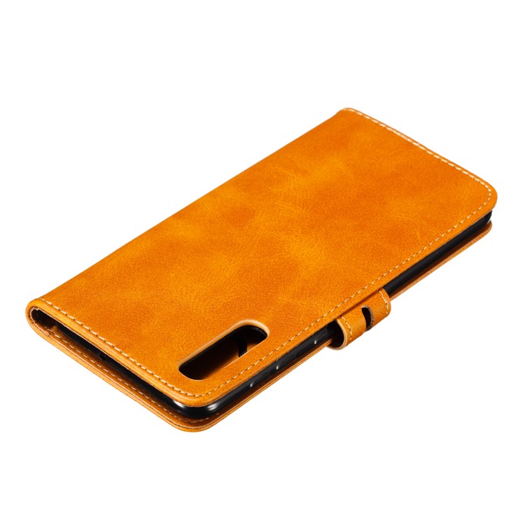 For Samsung Galaxy A50 Imprinted Cat Pattern Leather Wallet Case Cover - Brown-8