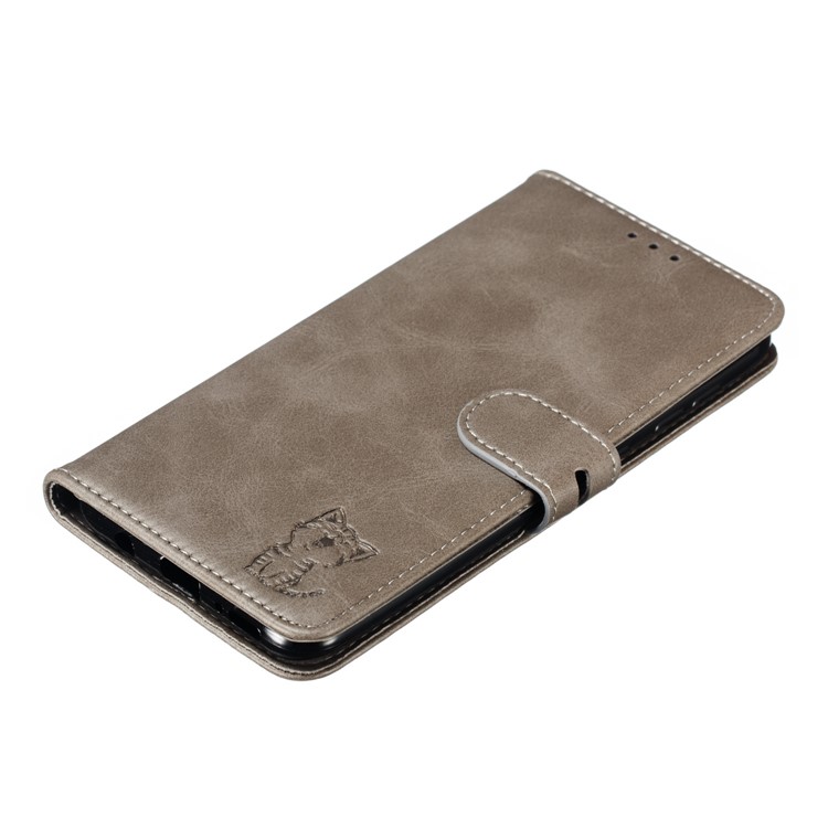 For Samsung Galaxy A50/A50s/A30s Imprinted Cat Pattern Leather Wallet Case Cover - Grey-7