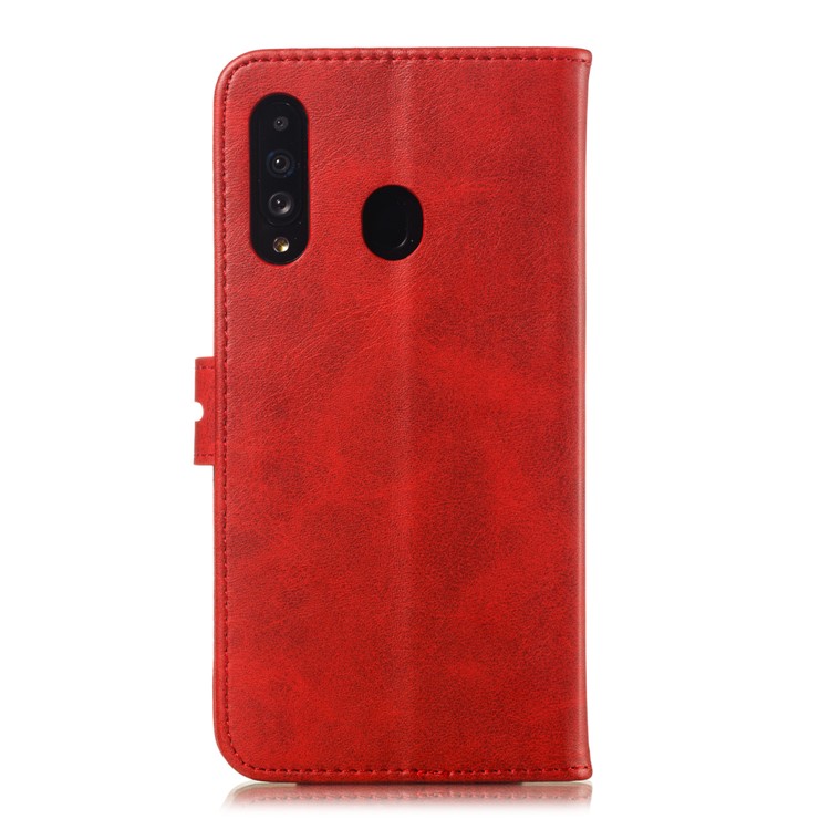 Imprinted Cat Pattern Leather Wallet Phone Cover for Samsung Galaxy A60 - Red-3