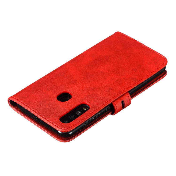 Imprinted Cat Pattern Leather Wallet Phone Cover for Samsung Galaxy A60 - Red-8