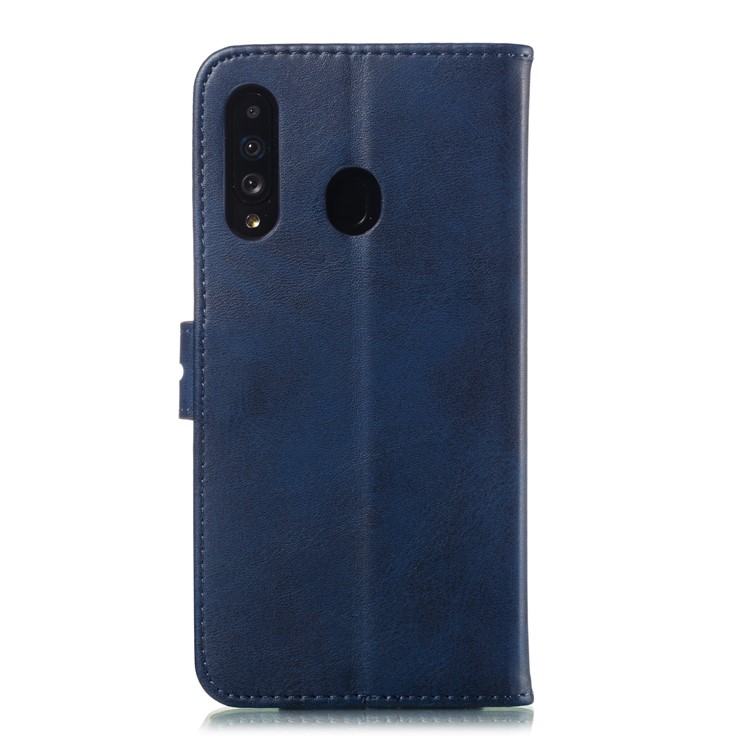 copertura Del Telefono In Pelle Con Motivo Gatto Stampato Per Samsung Galaxy A60 - Blu-3