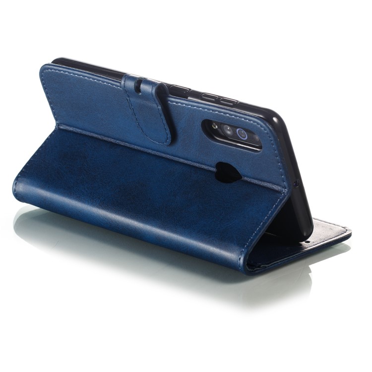 copertura Del Telefono In Pelle Con Motivo Gatto Stampato Per Samsung Galaxy A60 - Blu-5