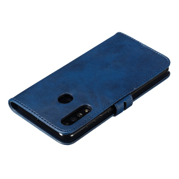 copertura Del Telefono In Pelle Con Motivo Gatto Stampato Per Samsung Galaxy A60 - Blu-8