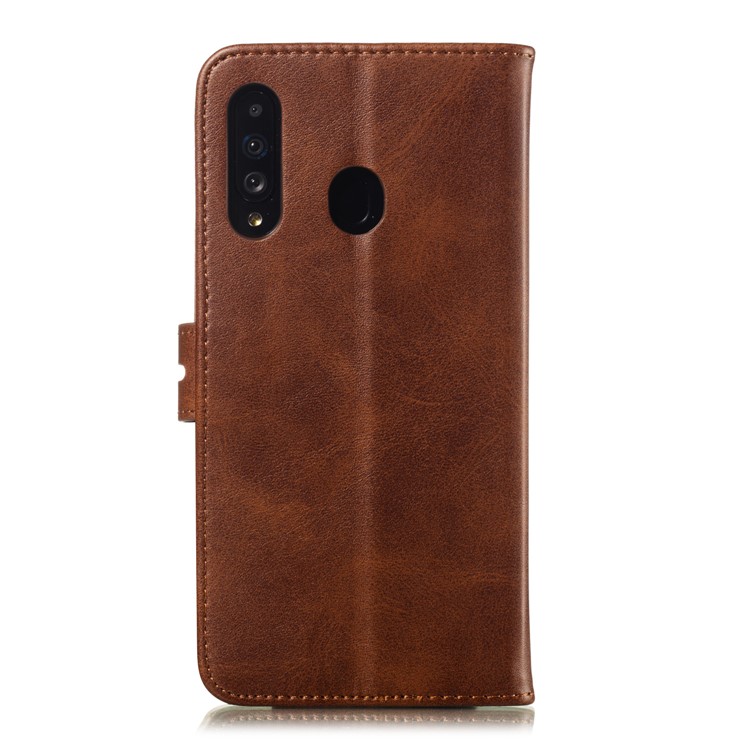 Imprinted Cat Pattern Leather Wallet Phone Cover for Samsung Galaxy A60 - Coffee-3