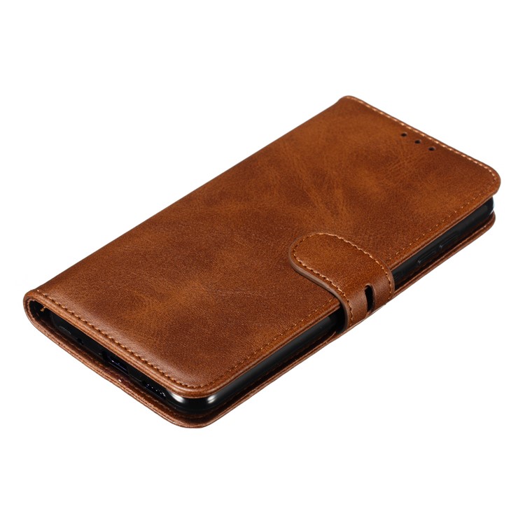 Imprinted Cat Pattern Leather Wallet Phone Cover for Samsung Galaxy A60 - Coffee-7