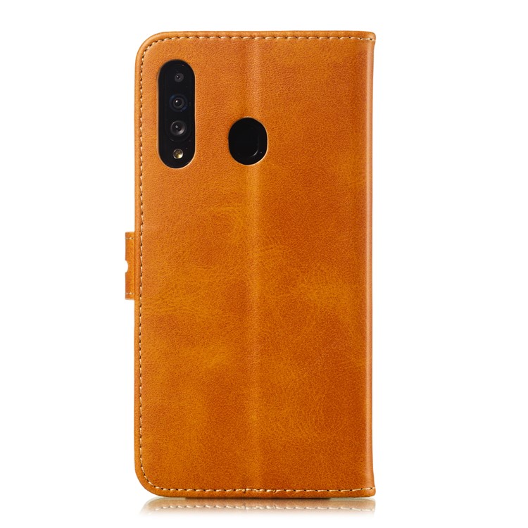 Imprinted Cat Pattern Leather Wallet Phone Cover for Samsung Galaxy A60 - Brown-3