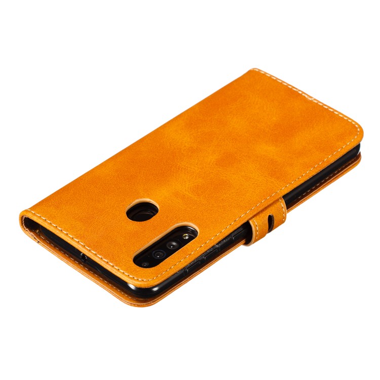Imprinted Cat Pattern Leather Wallet Phone Cover for Samsung Galaxy A60 - Brown-8