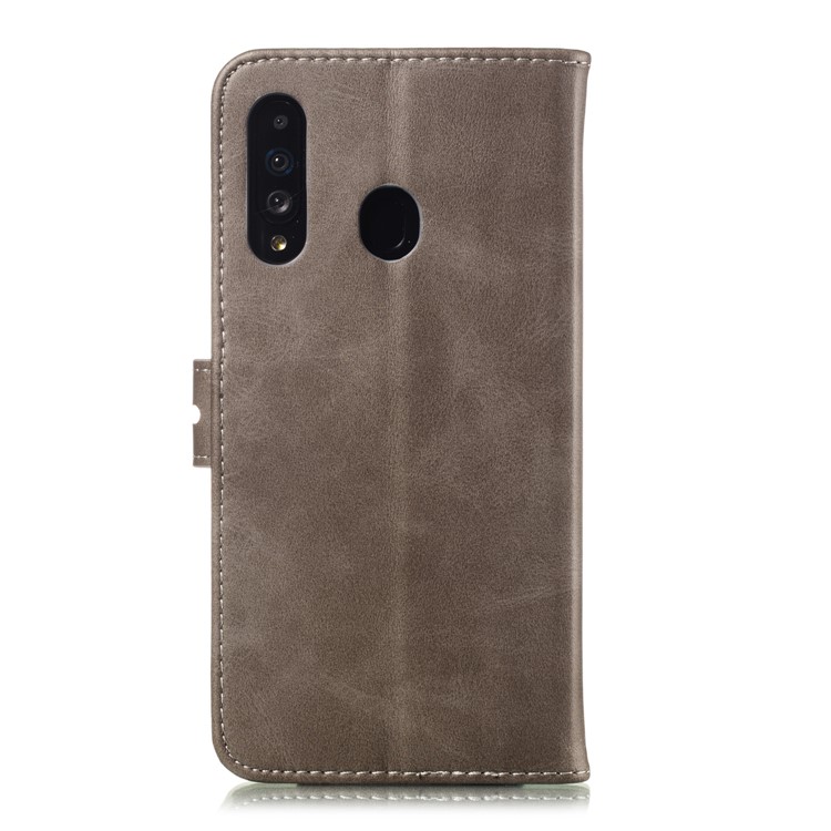 Imprinted Cat Pattern Leather Wallet Phone Cover for Samsung Galaxy A60 - Grey-3
