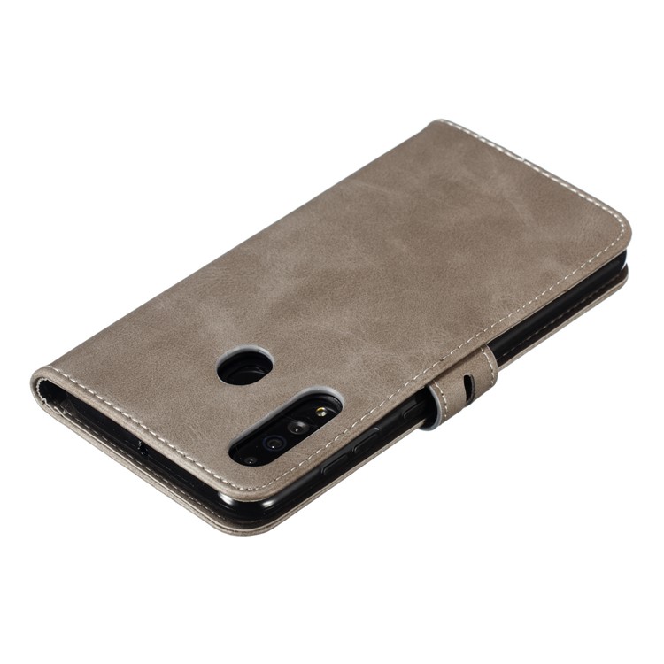 Imprinted Cat Pattern Leather Wallet Phone Cover for Samsung Galaxy A60 - Grey-8
