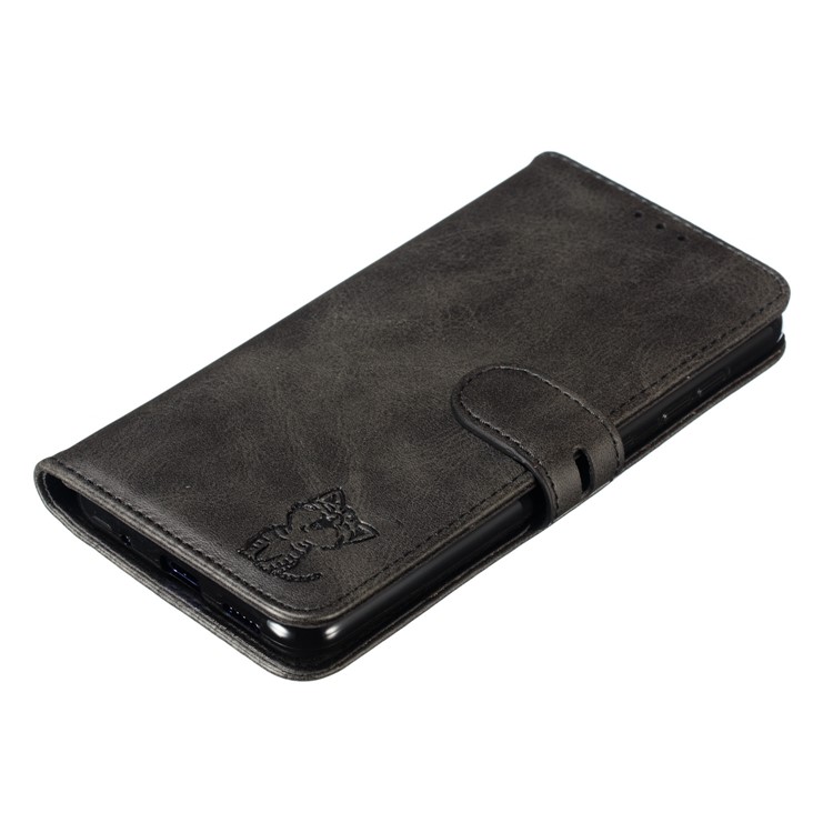 Imprinted Cat Pattern Leather Wallet Phone Cover for Samsung Galaxy A60 - Black-7