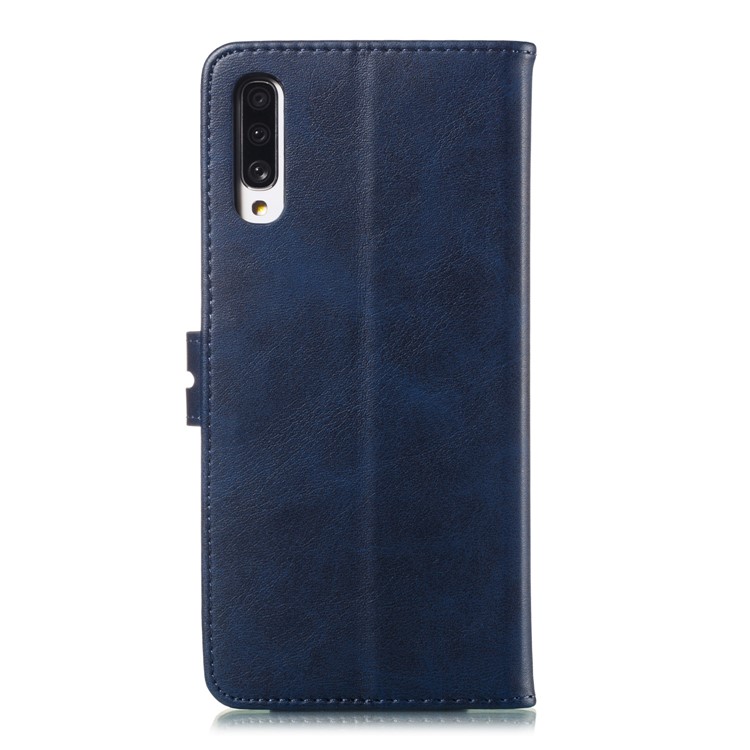 Imprinted Cat Pattern Leather Wallet Phone Case for Samsung Galaxy A70 - Blue-3