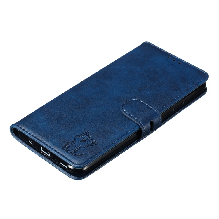 Imprinted Cat Pattern Leather Wallet Phone Case for Samsung Galaxy A70 - Blue-7