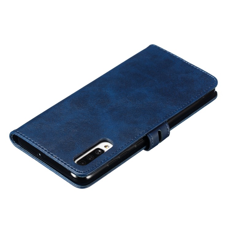 Imprinted Cat Pattern Leather Wallet Phone Case for Samsung Galaxy A70 - Blue-8