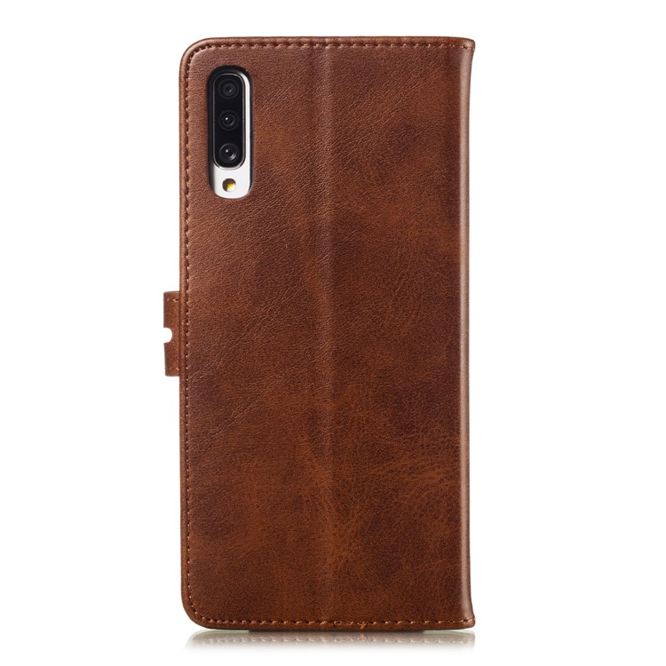 Imprinted Cat Pattern Leather Wallet Phone Case for Samsung Galaxy A70 - Coffee-3