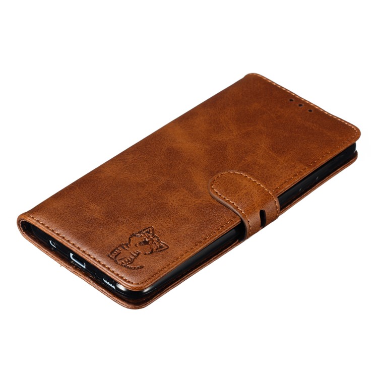 Imprinted Cat Pattern Leather Wallet Phone Case for Samsung Galaxy A70 - Coffee-7