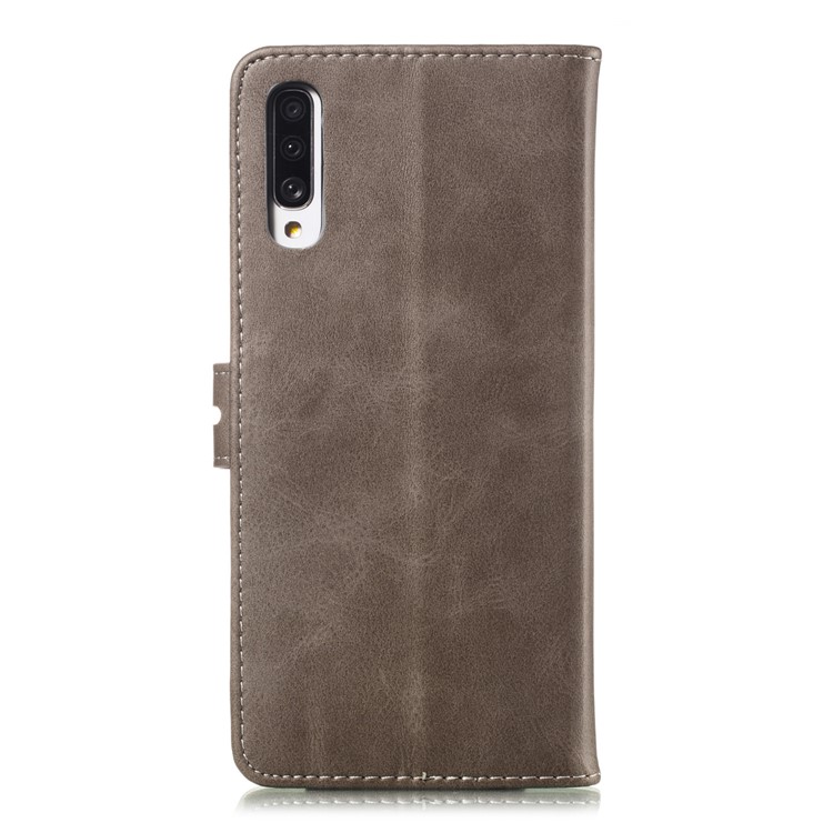 Imprinted Cat Pattern Leather Wallet Phone Case for Samsung Galaxy A70 - Grey-3