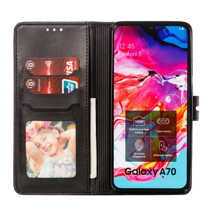 Estampado Gato Padrão Carteira De Couro Telefone Case Para Samsung Galaxy A70 - Preto-4