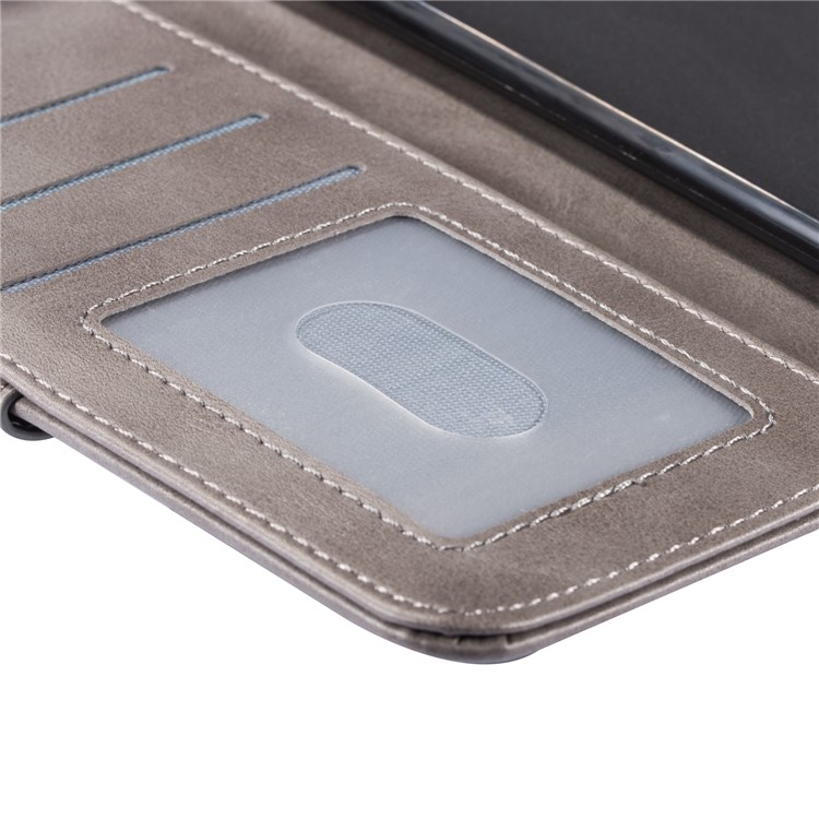 Zipper Wallet Flip Leather Phone Cover with Strap for Samsung Galaxy A40 - Grey-7