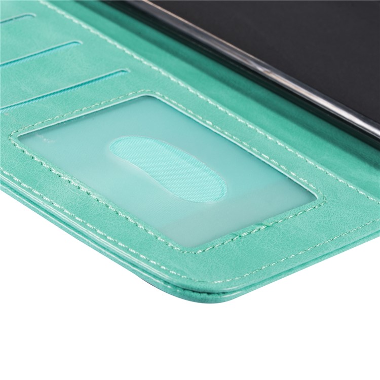Zipper Wallet Flip Leather Phone Cover with Strap for Samsung Galaxy A40 - Green-6
