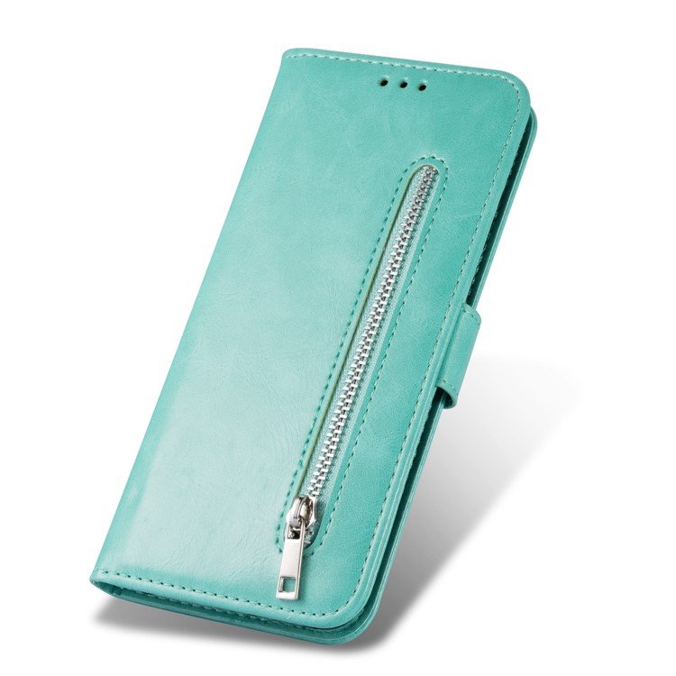 Zipper Wallet Flip Leather Phone Cover with Strap for Samsung Galaxy A40 - Green-7