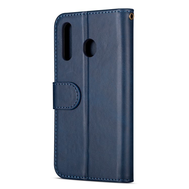 Zipper Wallet Flip Leather Phone Cover with Strap for Samsung Galaxy A40 - Dark Blue-3