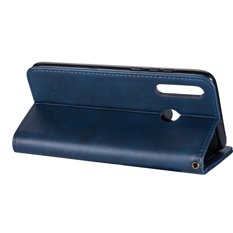 Zipper Wallet Flip Leather Phone Cover with Strap for Samsung Galaxy A40 - Dark Blue-5