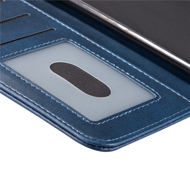 Zipper Wallet Flip Leather Phone Cover with Strap for Samsung Galaxy A40 - Dark Blue-6