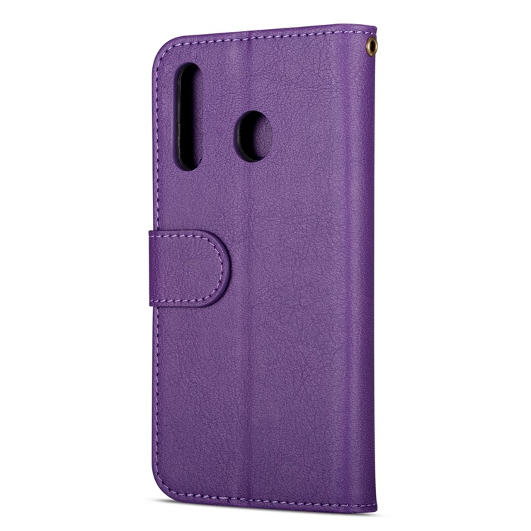 Zipper Wallet Flip Leather Phone Cover with Strap for Samsung Galaxy A40 - Purple-3
