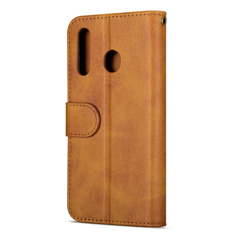 Zipper Wallet Flip Leather Phone Cover with Strap for Samsung Galaxy A40 - Brown-3