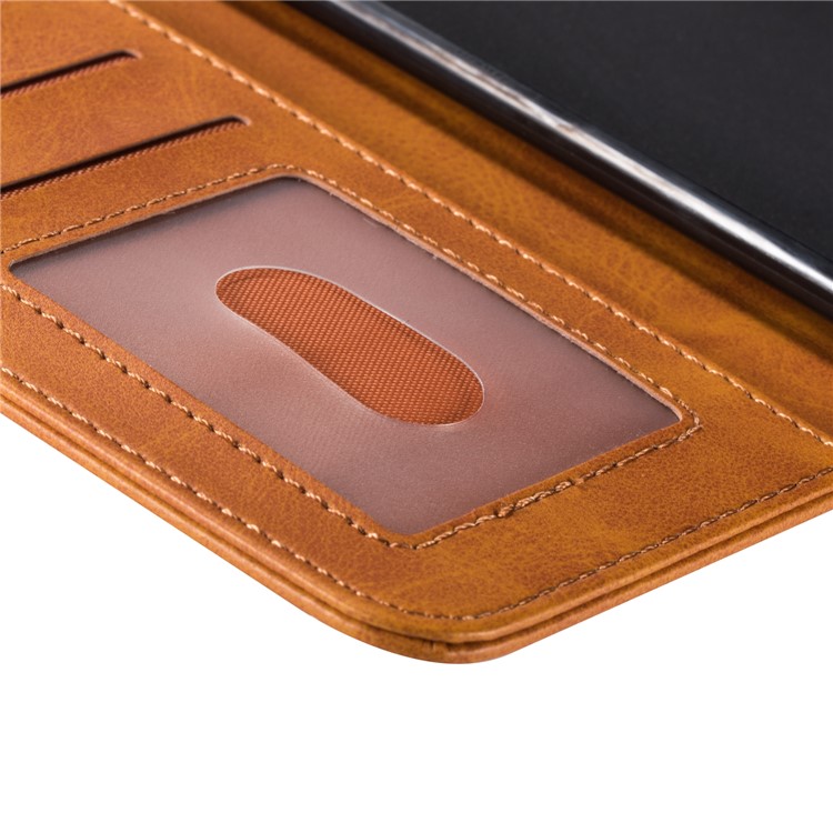 Zipper Wallet Flip Leather Phone Cover with Strap for Samsung Galaxy A40 - Brown-6