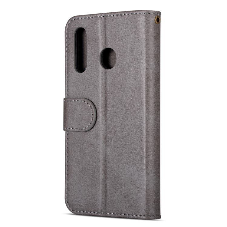 Zipper Wallet Flip Leather Phone Cover with Strap for Samsung Galaxy A20e - Grey-3