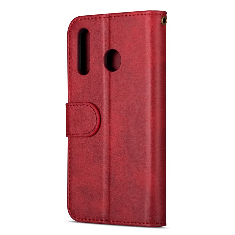 Zipper Wallet Flip Leather Phone Cover with Strap for Samsung Galaxy A20e - Red-3