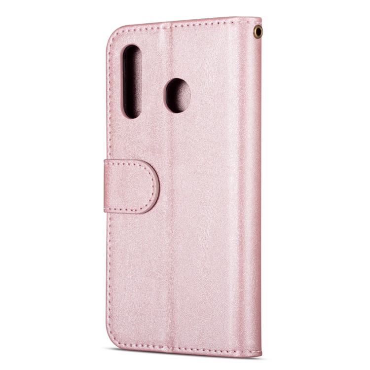 Zipper Wallet Flip Leather Phone Cover with Strap for Samsung Galaxy A20e - Rose Gold-3