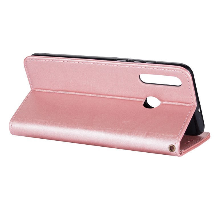 Zipper Wallet Flip Leather Phone Cover with Strap for Samsung Galaxy A20e - Rose Gold-5
