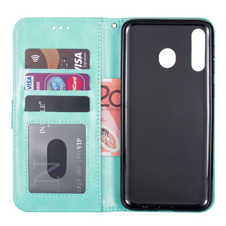 Zipper Wallet Flip Leather Phone Cover with Strap for Samsung Galaxy A20e - Green-4