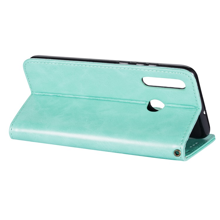 Zipper Wallet Flip Leather Phone Cover with Strap for Samsung Galaxy A20e - Green-5