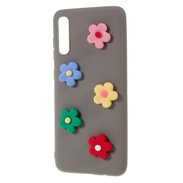 Colorful Flower TPU Phone Case Cover for Samsung Galaxy A70 - Brown-2