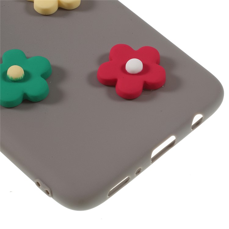 Colorful Flower TPU Phone Case Cover for Samsung Galaxy A70 - Brown-5