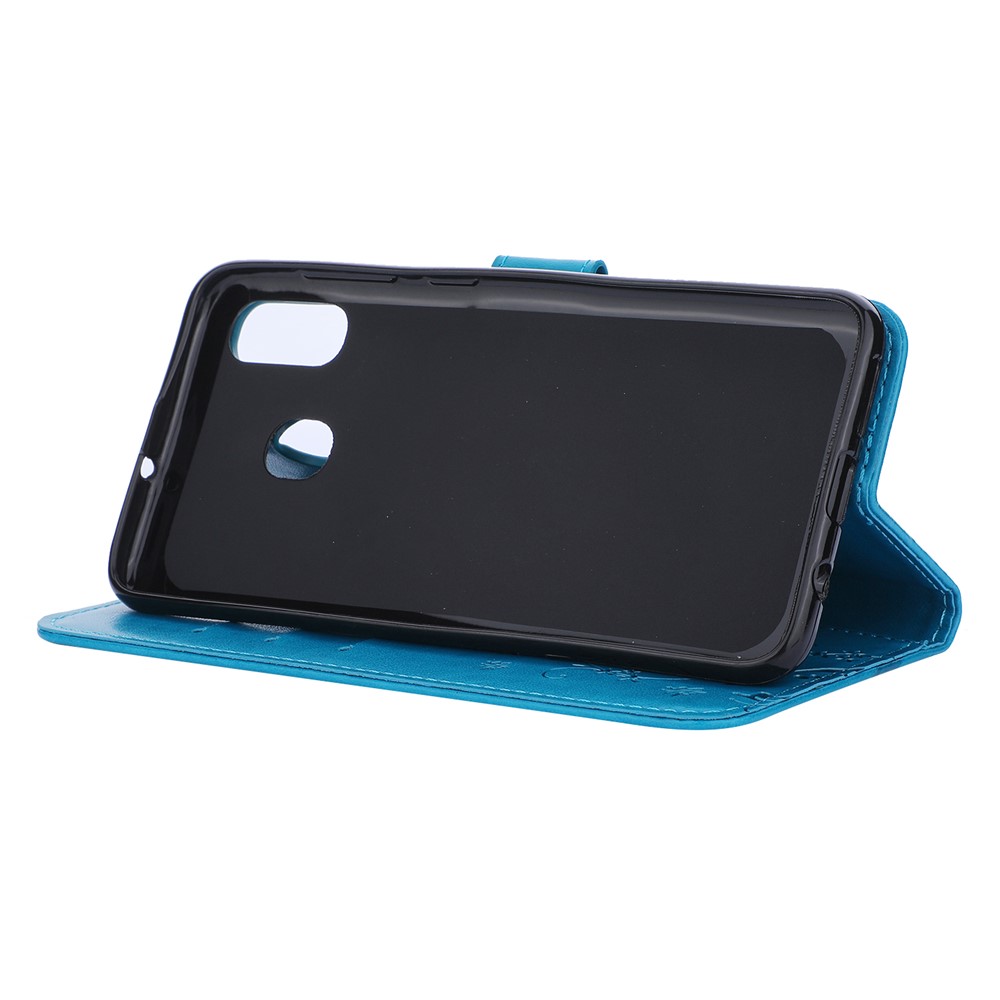 Imprint Butterfly Flowers Leather Phone Cover for Samsung Galaxy A30 / A20 - Blue-5