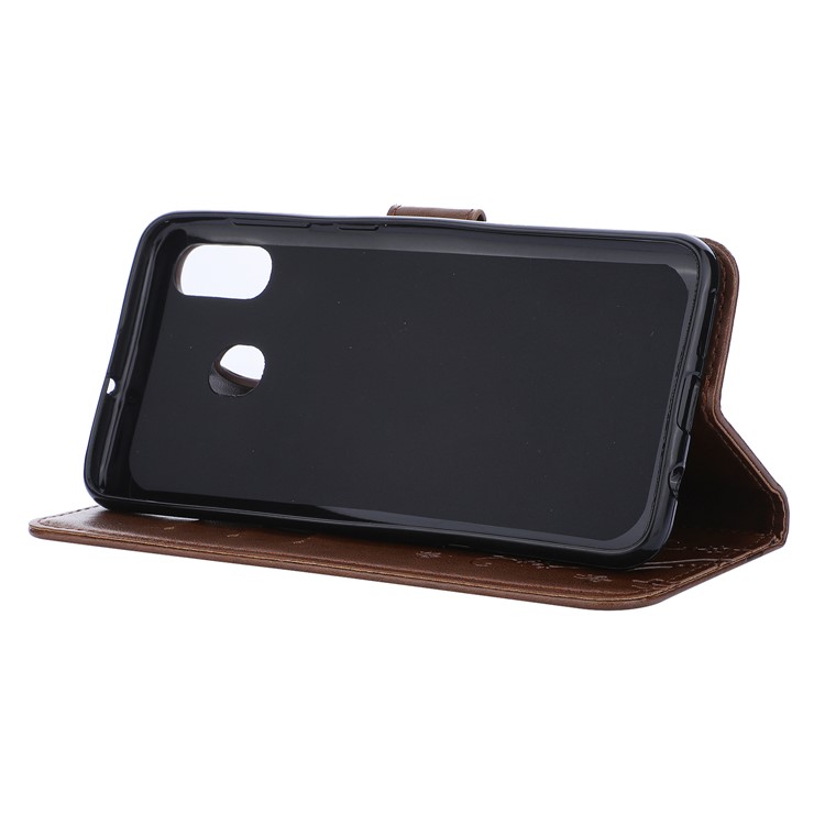 Imprint Butterfly Flowers Leather Phone Cover for Samsung Galaxy A30 / A20 - Brown-5