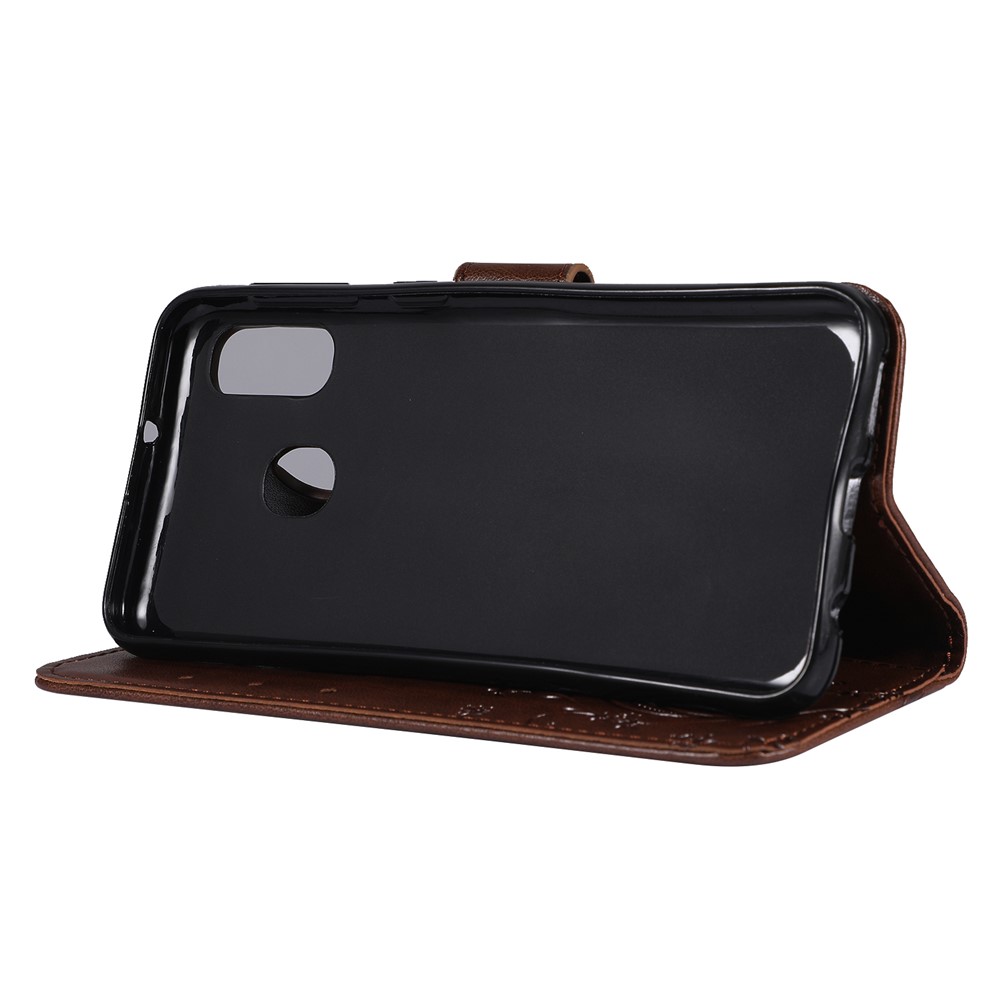 Imprint Butterfly Flowers Leather Phone Case for Samsung Galaxy A20e - Dark Brown-4