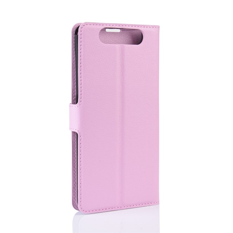 Litchi Skin Wallet Leather Stand Case for Samsung Galaxy A80/A90 - Pink-6