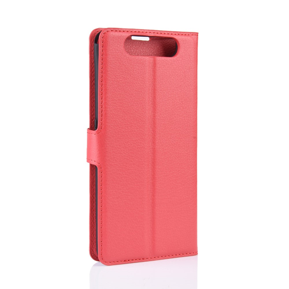 Litchi Skin Wallet Leather Stand Case for Samsung Galaxy A80/A90 - Red-6