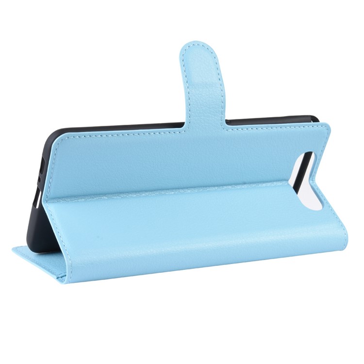 Litchi Skin Wallet Leather Stand Case for Samsung Galaxy A80/A90 - Blue-5