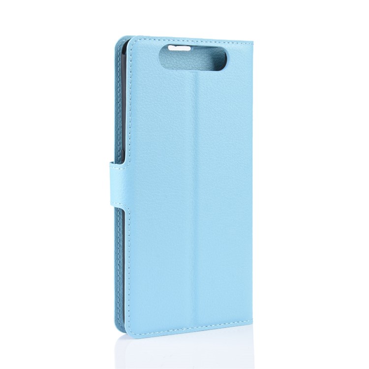 Litchi Skin Wallet Leather Stand Case for Samsung Galaxy A80/A90 - Blue-6