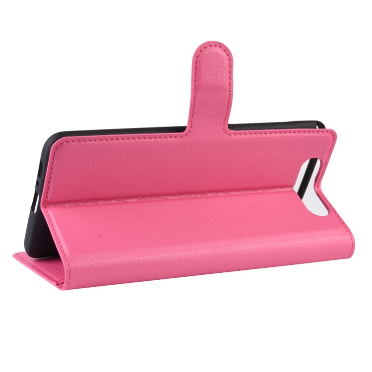 Litchi Skin Wallet Leather Stand Case for Samsung Galaxy A80/A90 - Deep Pink-5