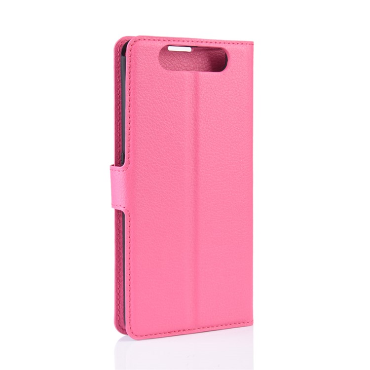 Litchi Skin Wallet Leather Stand Case for Samsung Galaxy A80/A90 - Deep Pink-6