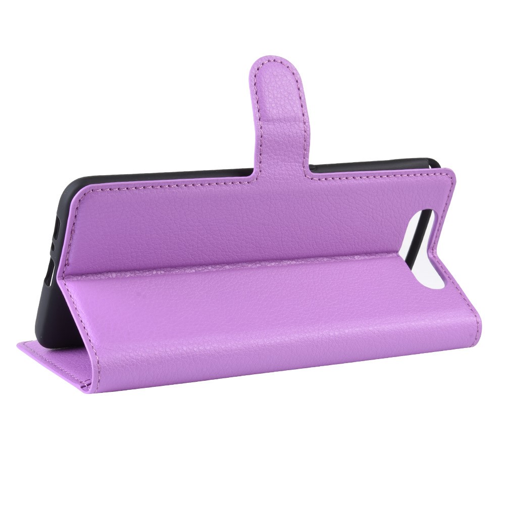 Litchi Skin Wallet Leather Stand Case for Samsung Galaxy A80/A90 - Purple-5
