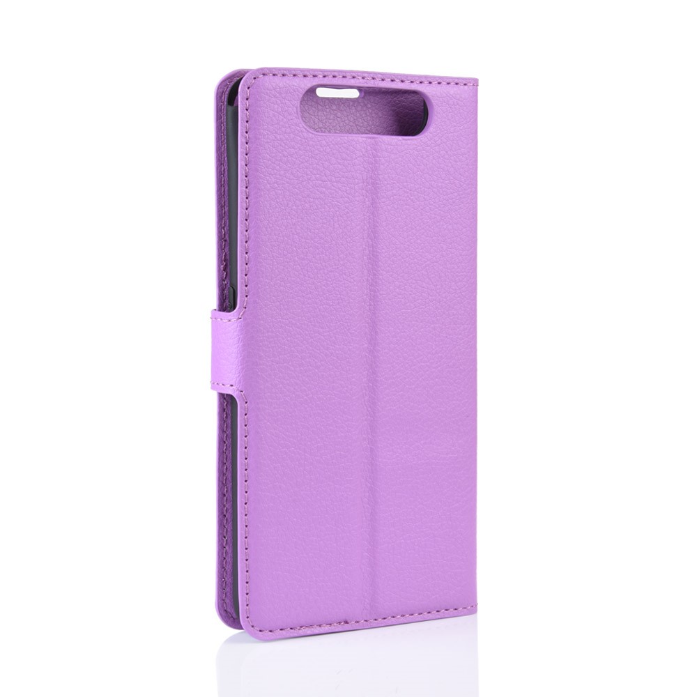 Litchi Skin Wallet Leather Stand Case for Samsung Galaxy A80/A90 - Purple-6