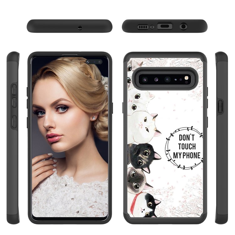 Detachable 2-in-1 Pattern Printing TPU + PC Phone Case for Samsung Galaxy S10 5G - Black / Many Cats-2